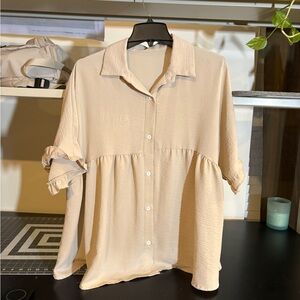 Elegant Cream Button-Up Blouse